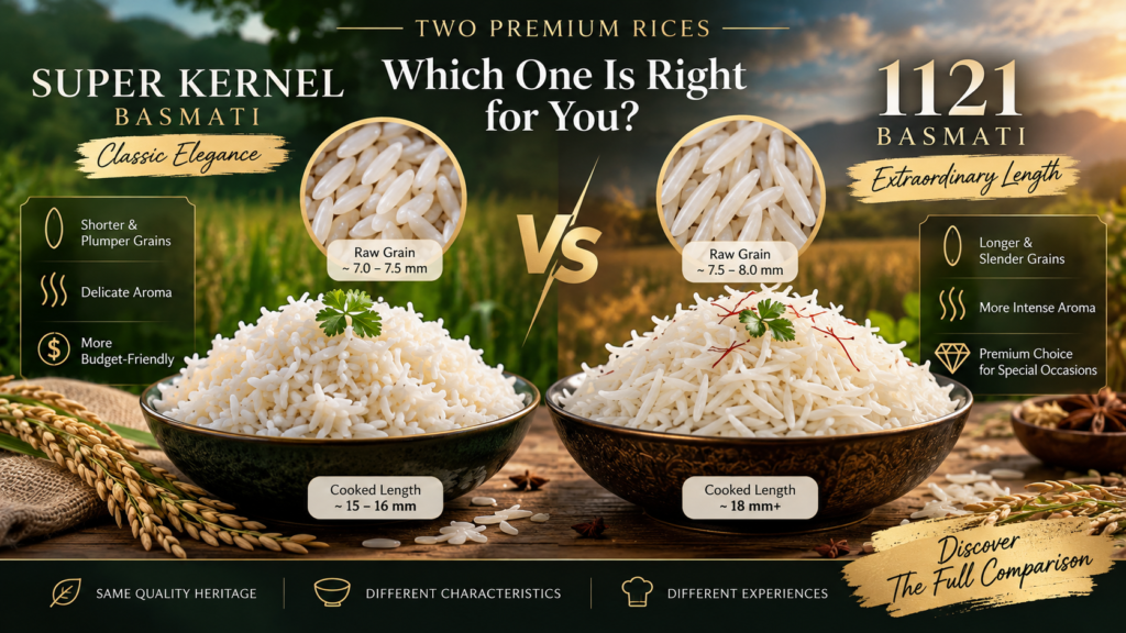 Super Kernel Basmati vs 1121 Basmati: Key Differences and Which to Choose