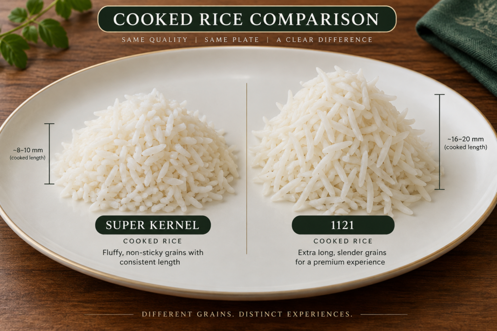 Super Kernel Basmati and 1121 Kernel Basmati Texture and Cooking Behavior
